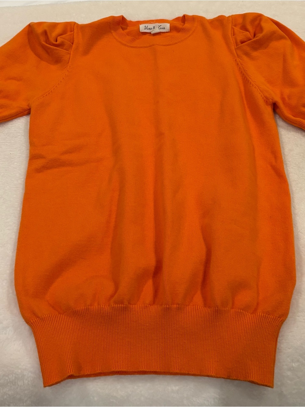 Vine and Love Bright Orange Short-Sleeve Sweater